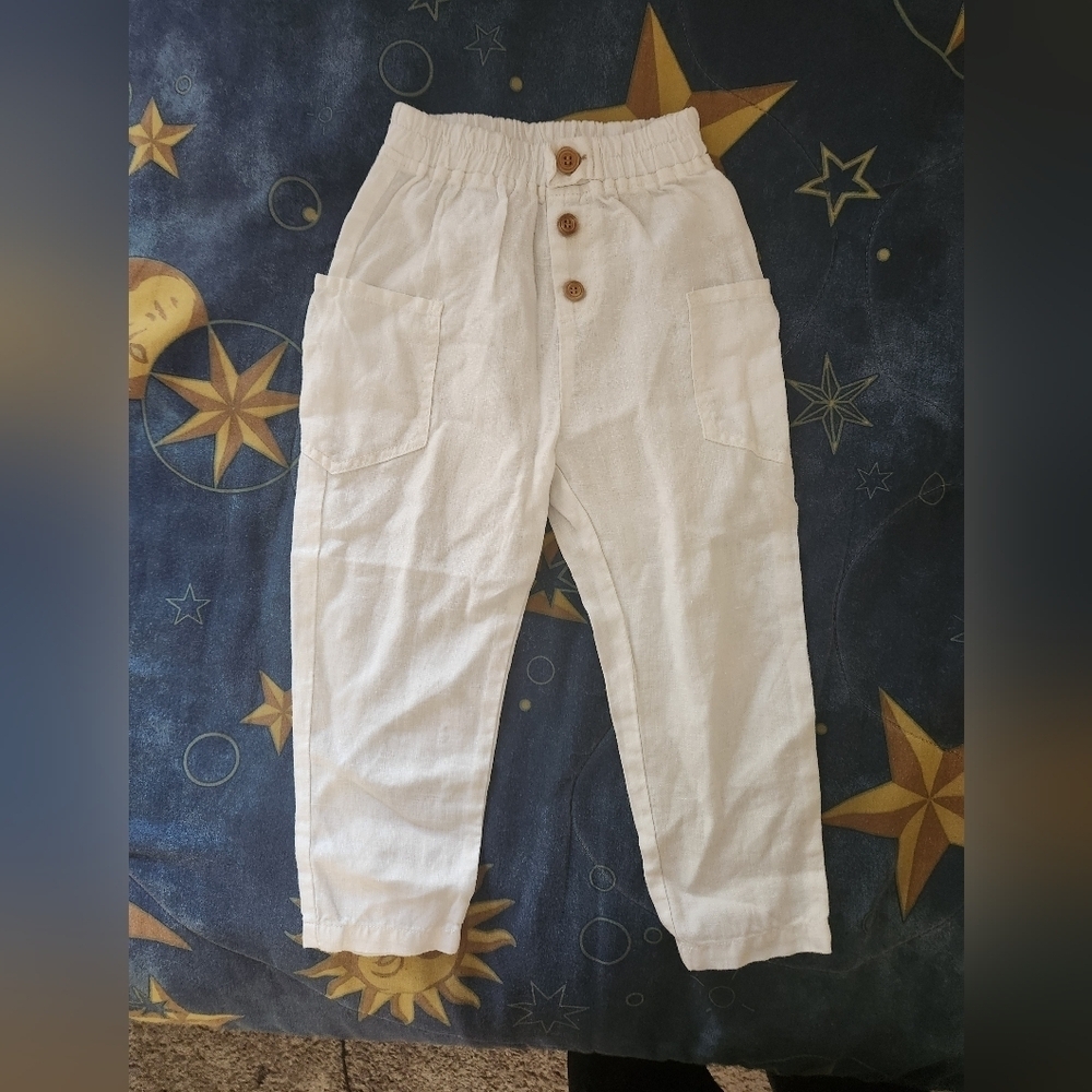 Zara Kids White Linen Trousers
